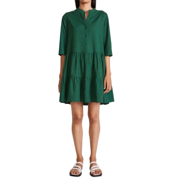 Apiece Apart Organic Cotton Linen Drop Mini Dress NWT Maurino Jadeite Green XL - Picture 12 of 15